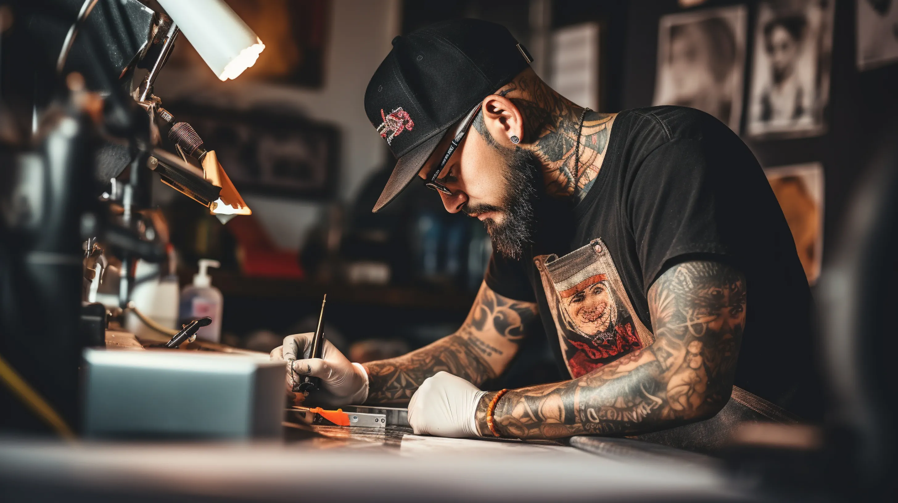 Tattoo artist making a sketch of a new tattoo